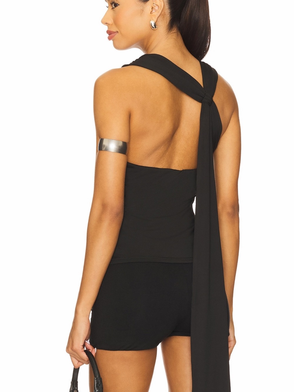 Superdown Revolve Alverie Black Sleeveless Tie Neck Jersey Top Size XS NWT